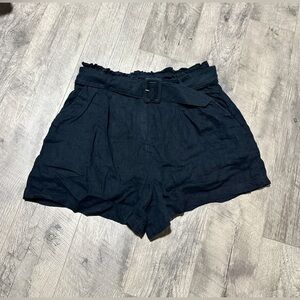 Vineyard Vines Solid Linen Belted Shorts - JET BLACK, SZ 14 🖤 BRAND NEW